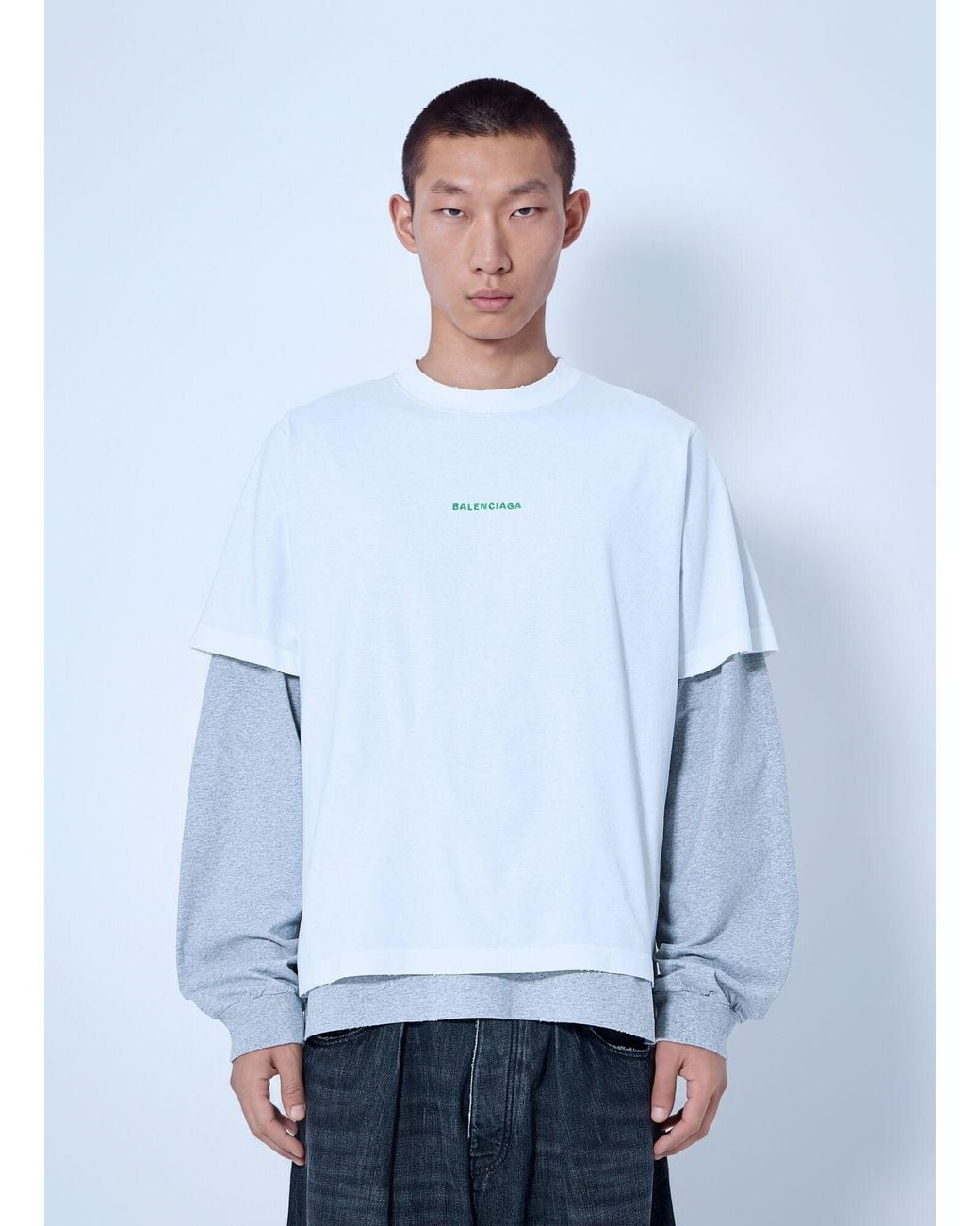 Balenciaga Blue Hybrid Double T-Shirt for men