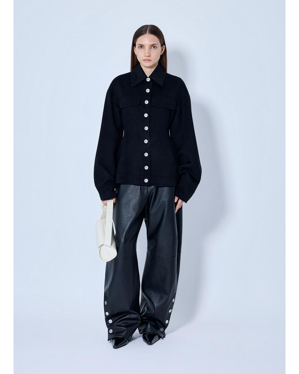 Sportmax Blue Structured Button-Down Jacket