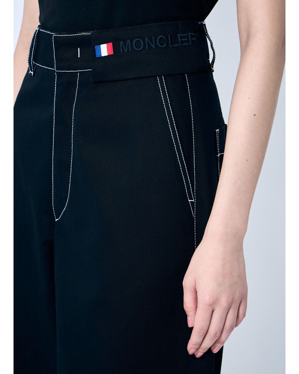 8 MONCLER PALM ANGELS Blue Wide-Leg Pants
