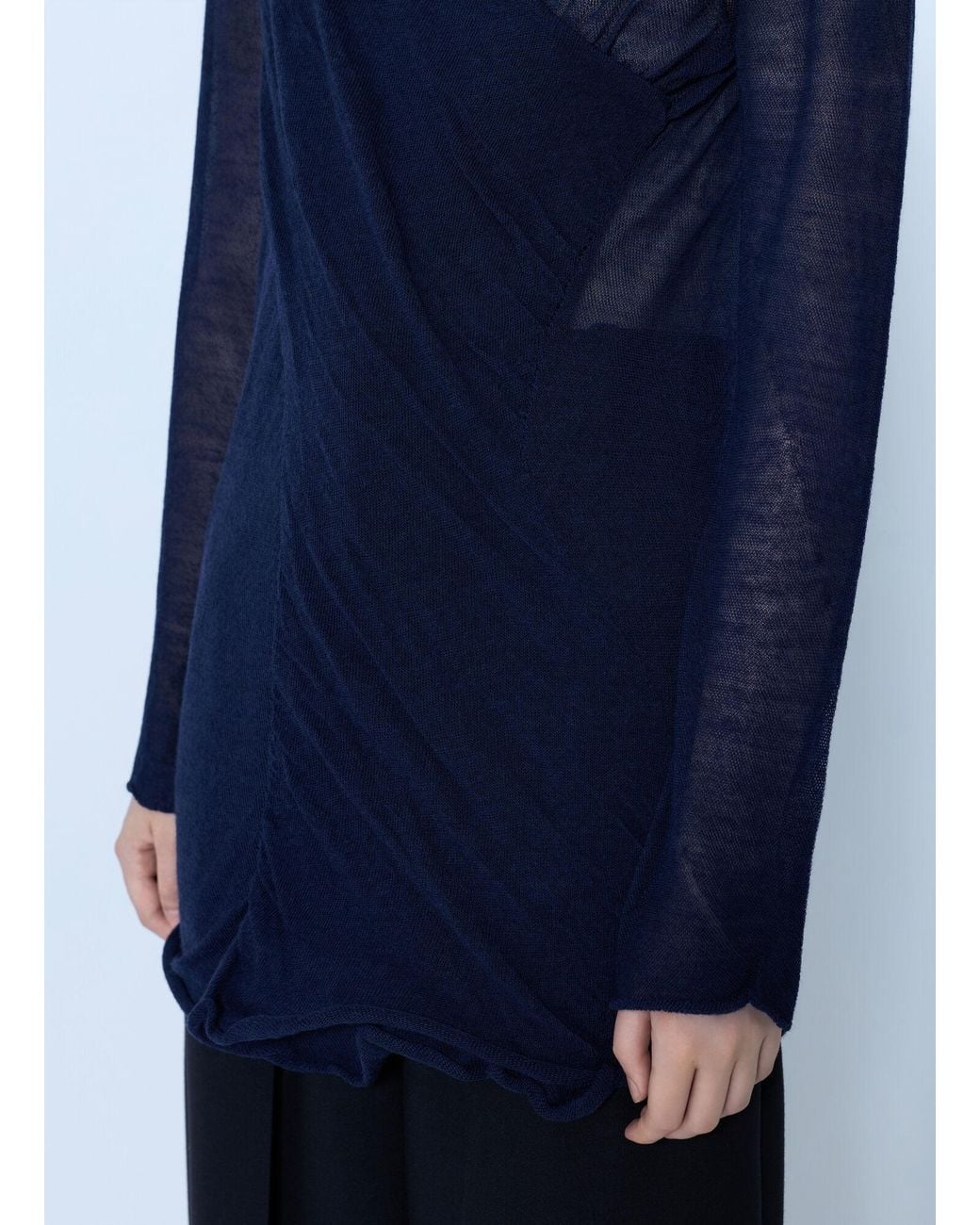 Issey Miyake Blue Sheer Turtleneck Sweater