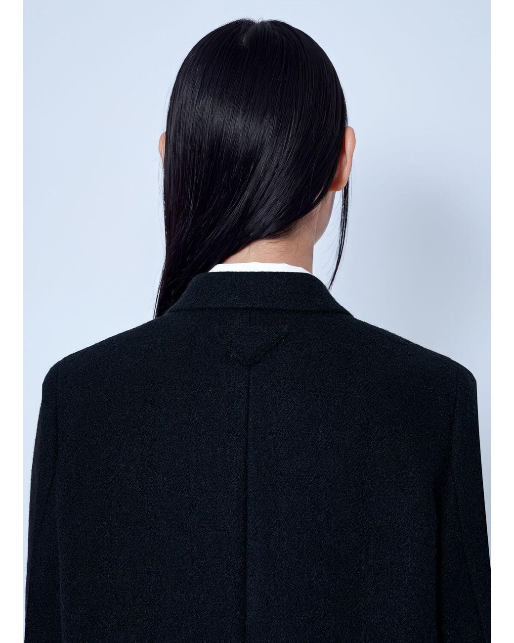 Prada Blue Single-Breasted Wool Coat