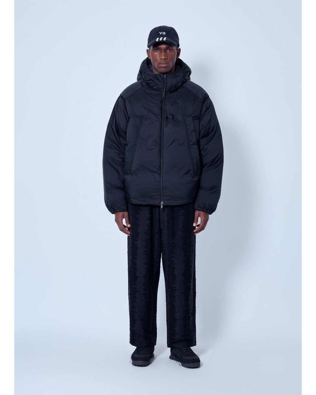 Y-3 Blue Hooded Puffer Jacket for men