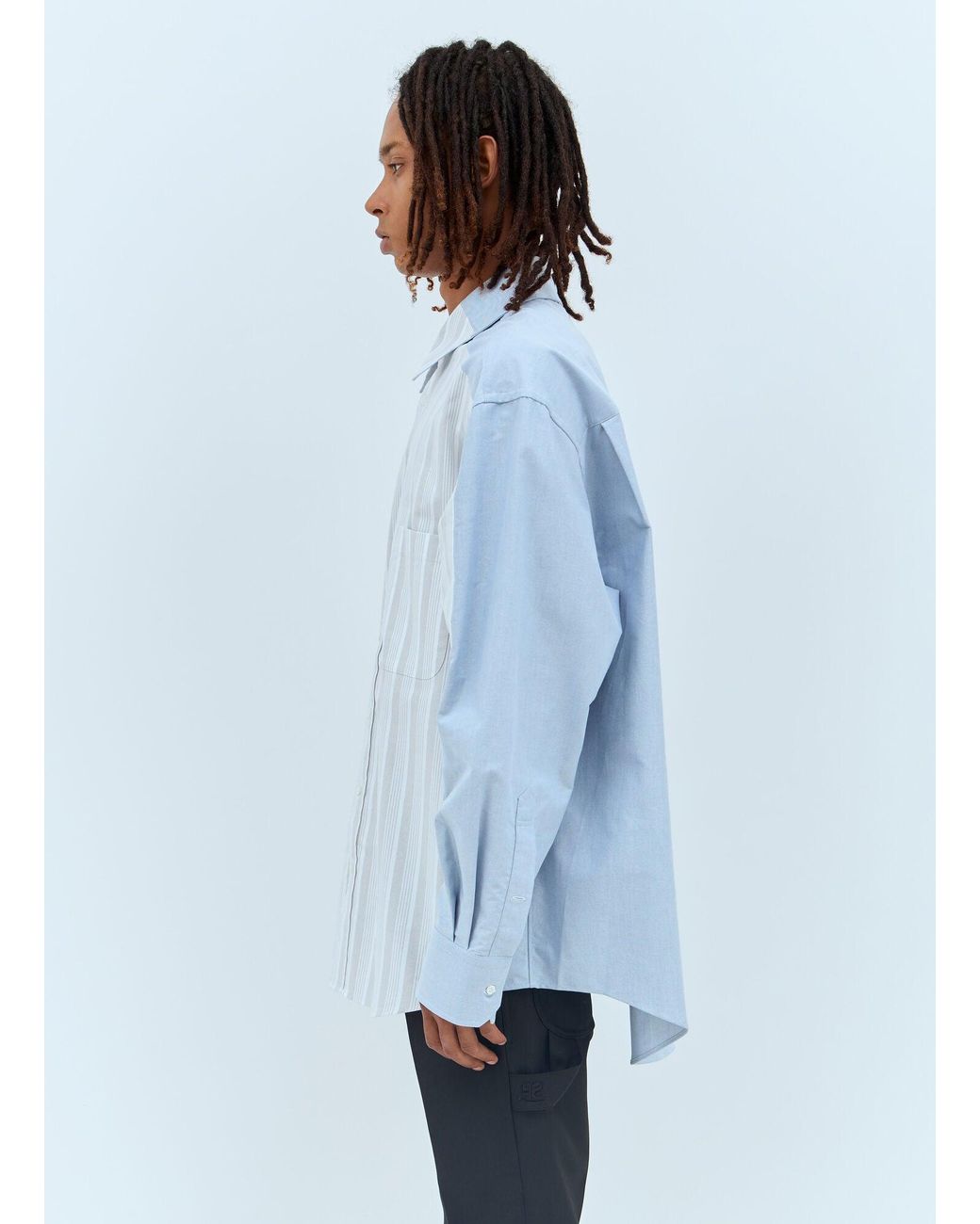Thom Browne Blue Oversized Striped Shirt for men