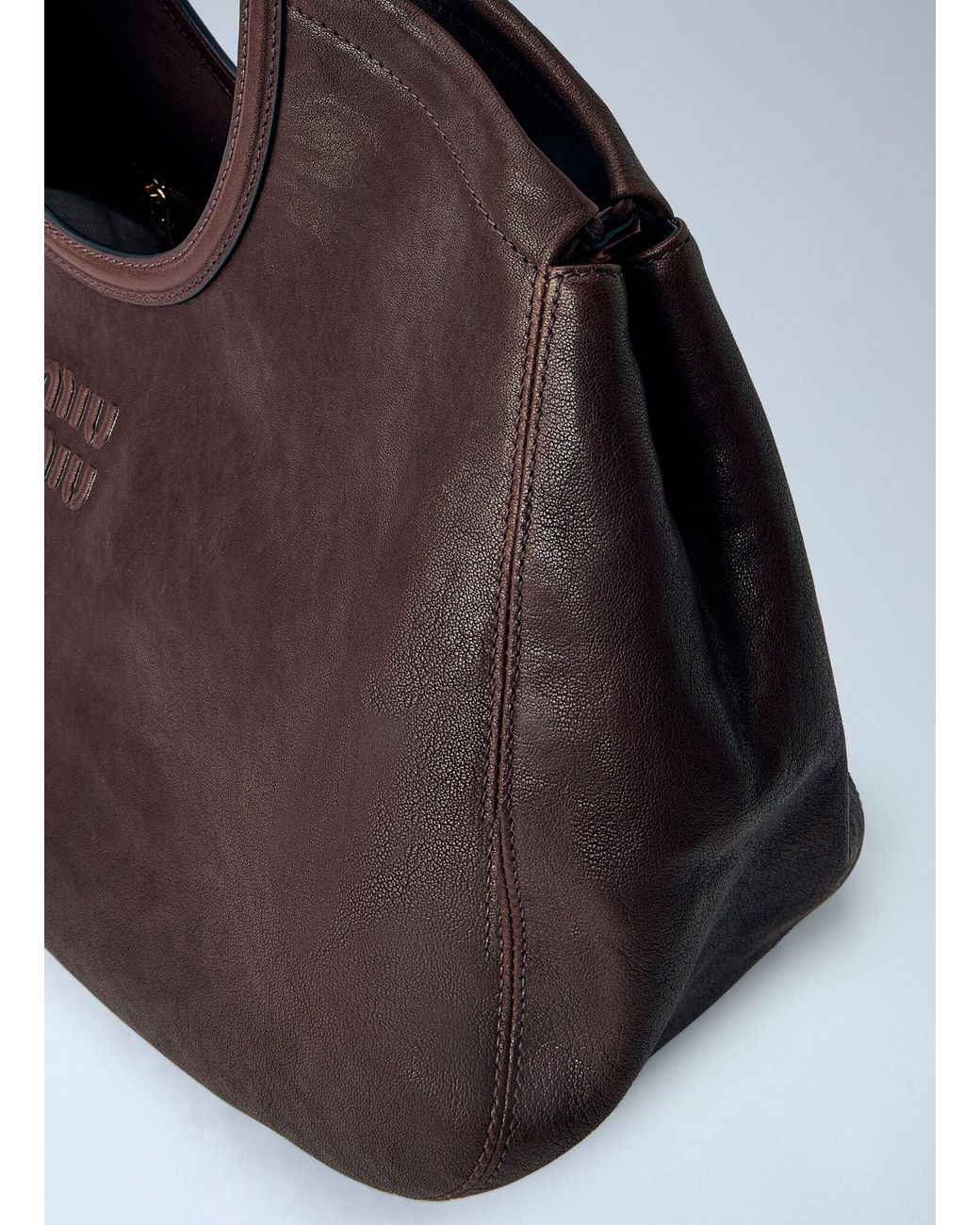 Miu Miu Brown Ivy Nappa Leather Shopping Bag