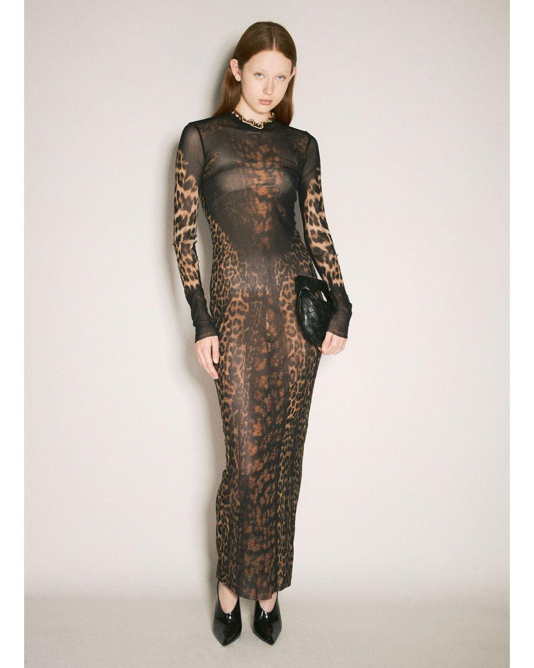 パーティードレス JEAN PAUL GAULTIER MESH LONG DRESS WITH SEQUINS Jean Paul Gaultier Sequins Gaultier Mesh Long Dress in Black