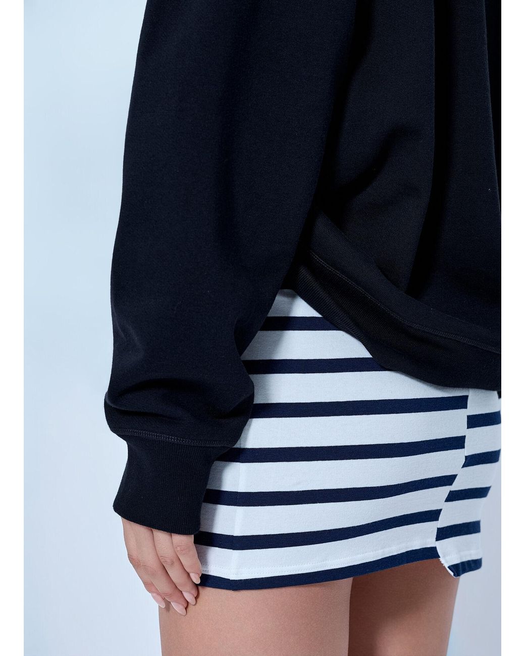 Jean Paul Gaultier Blue Cotton Fleece Hoodie With Leather Tag Detail