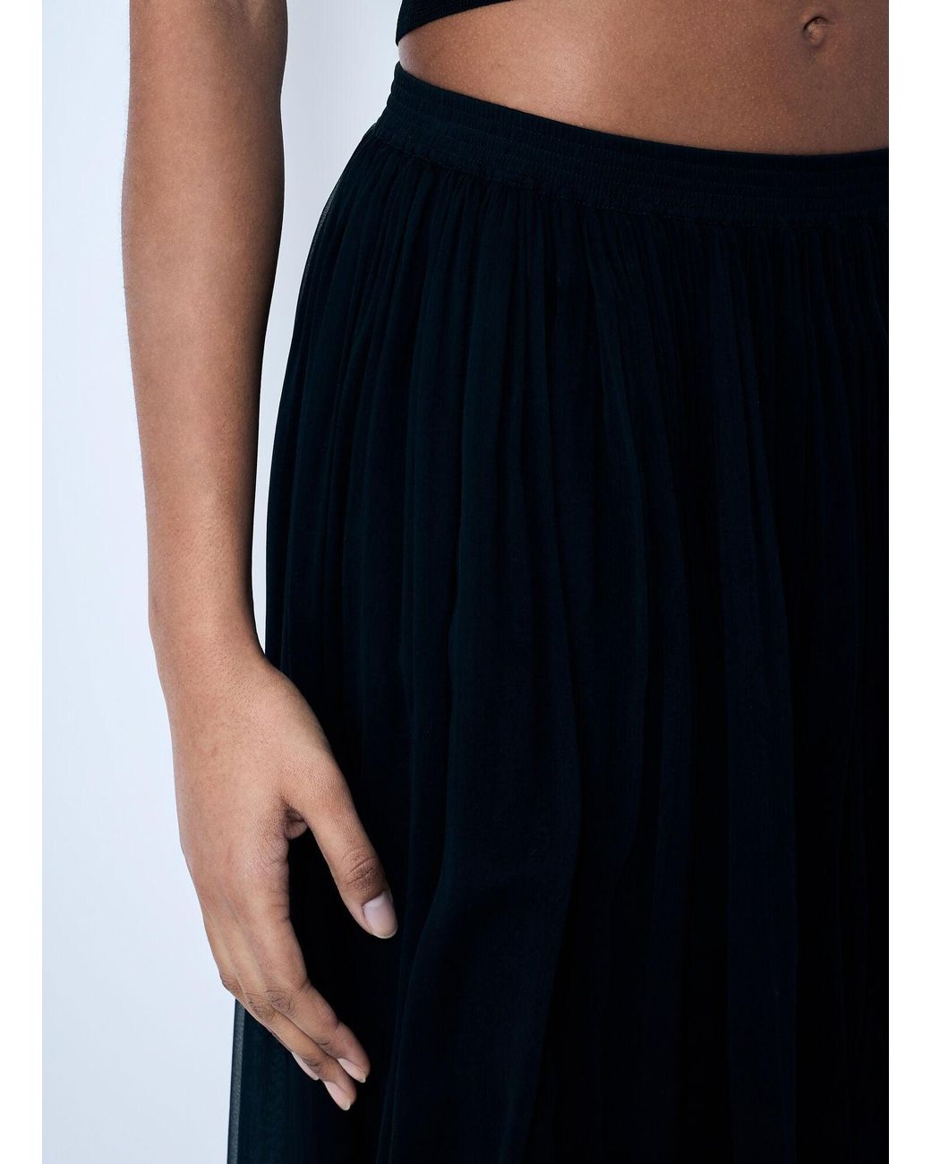Saint Laurent Blue Ruffled Silk Skirt
