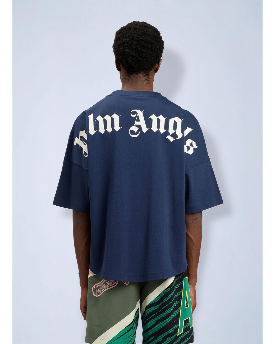 Palm Angels Blue Classic Logo Over T-Shirt for men