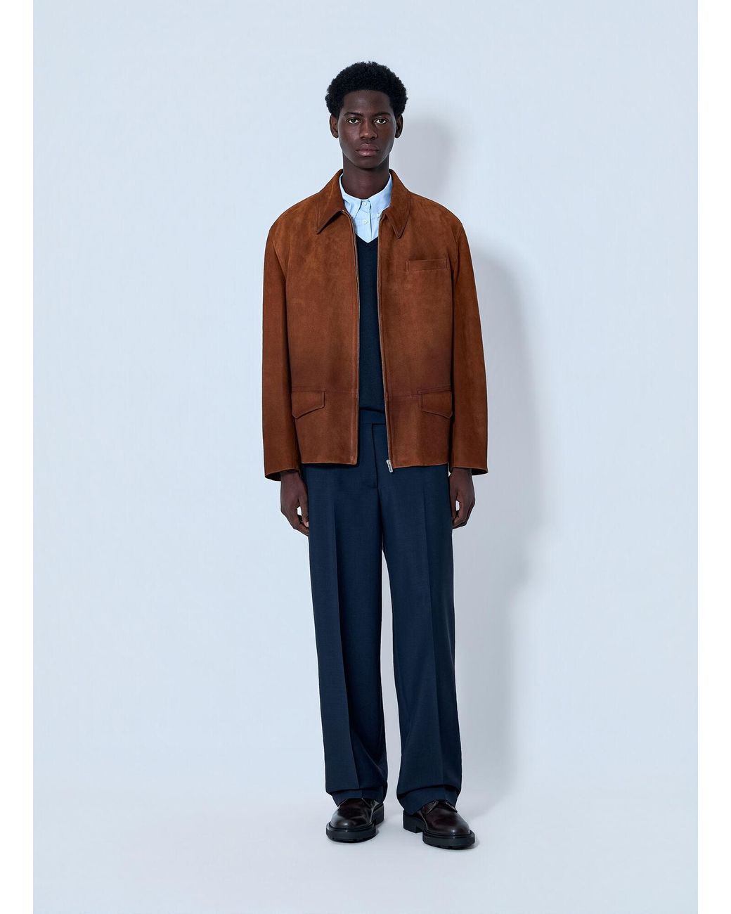 Miu Miu Brown Suede Zip Jacket for men