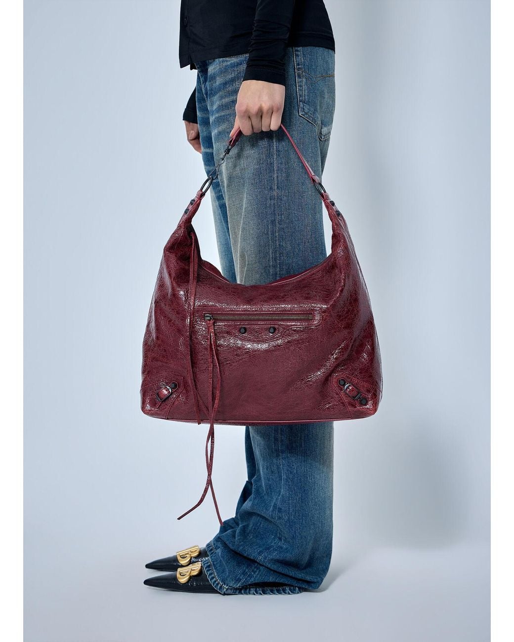 Balenciaga Purple Le City Hobo Shoulder Bag Medium