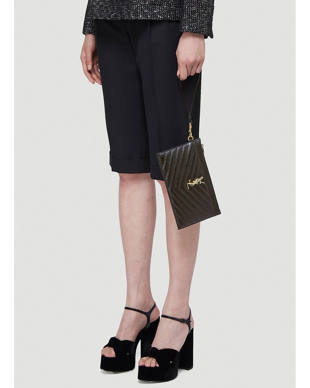Saint Laurent Gray Cassandre Matelassã Large Pouch