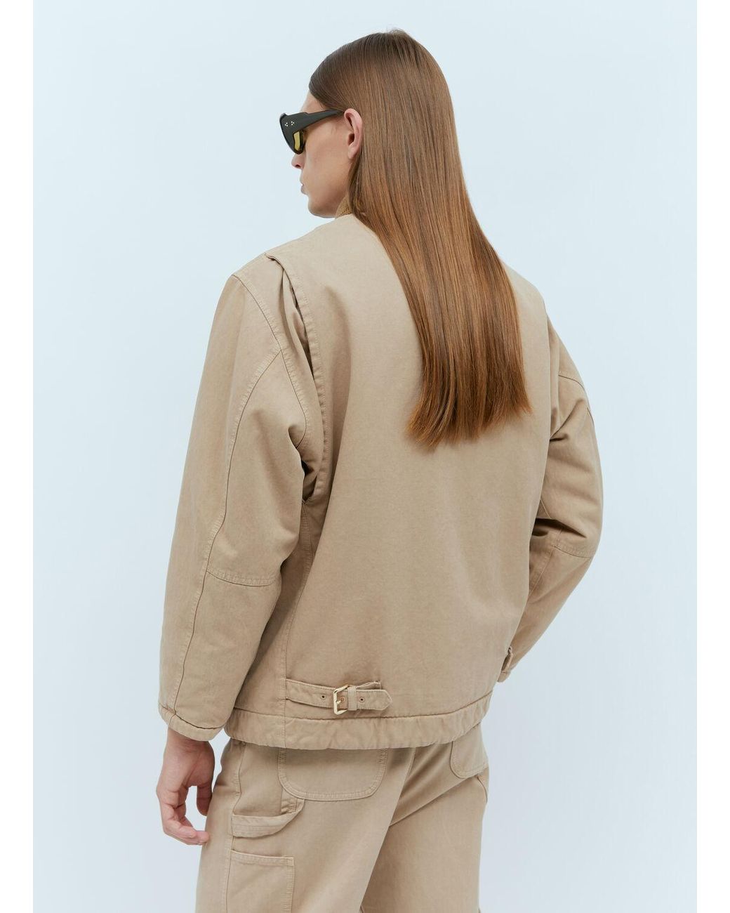 Miu Miu Garment-dyed Gabardine Blouson Jacket in Natural for