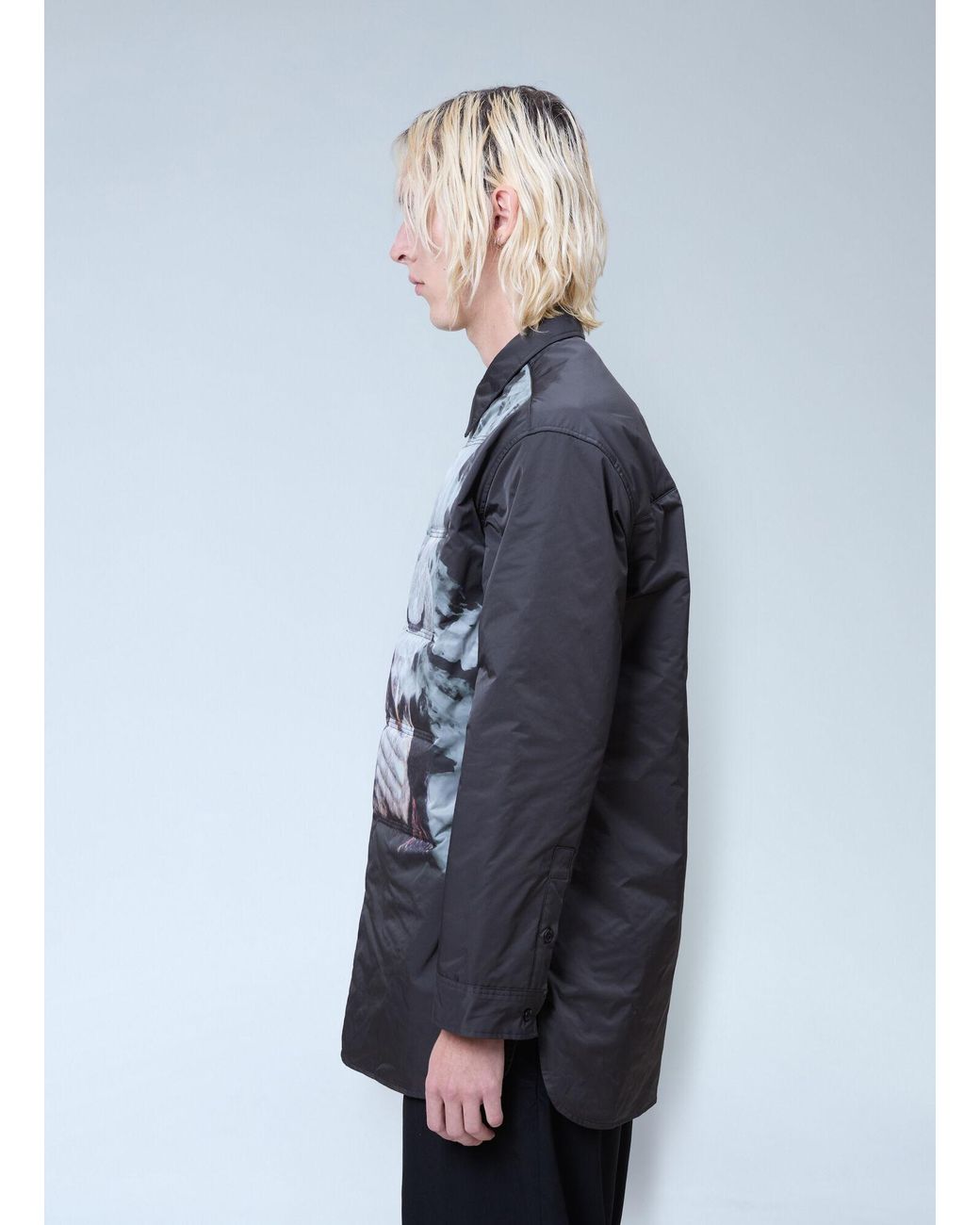 Yohji Yamamoto Blue Printed Padded Shirt for men