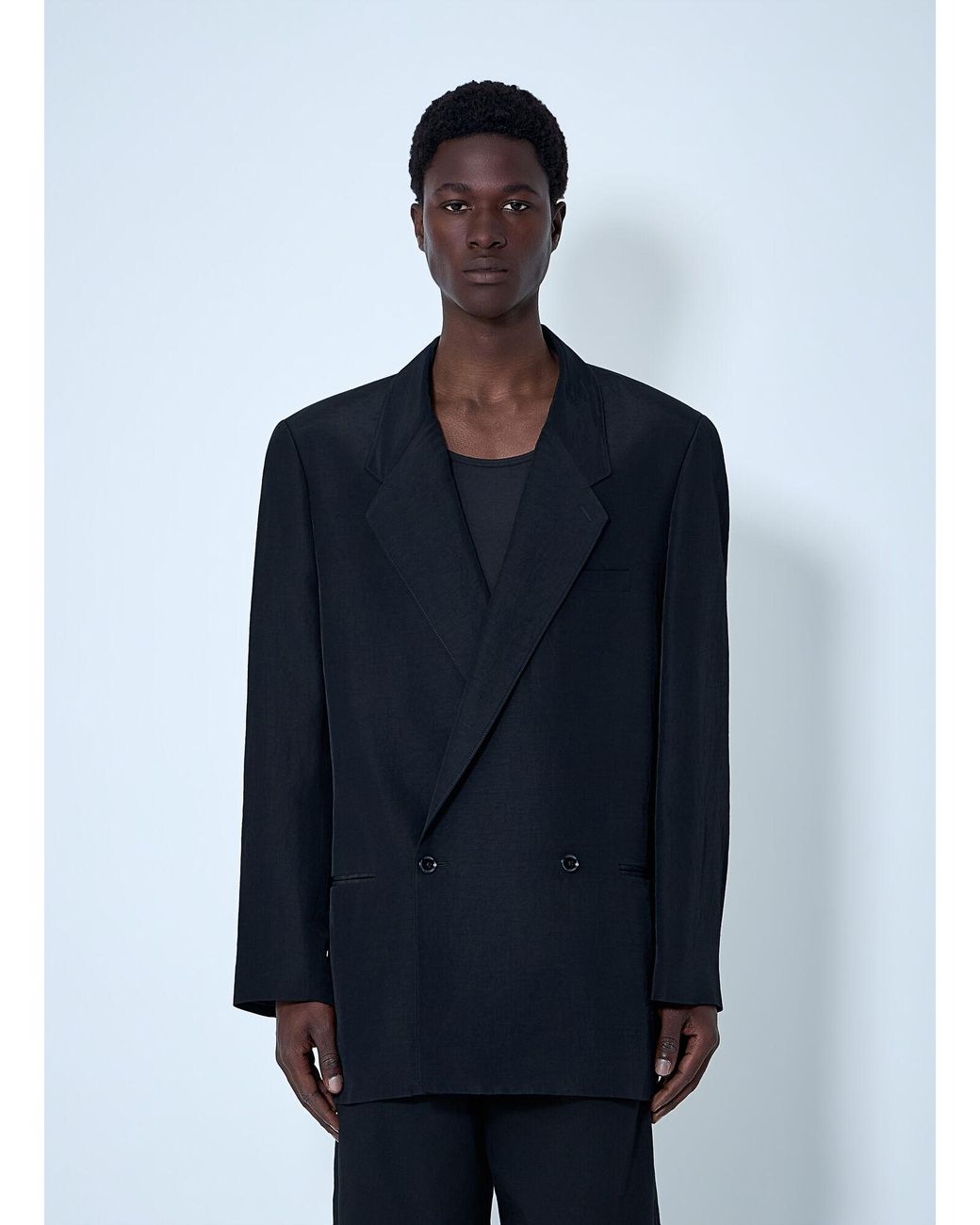 Lemaire Blue Double-Breasted Tailored Blazer for men