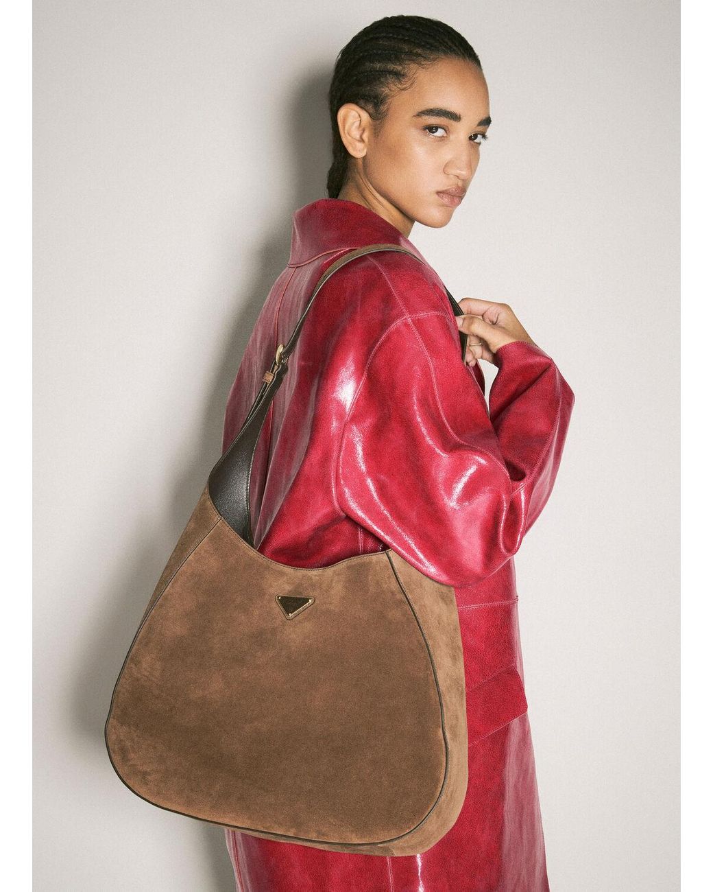 Prada Suede Crossbody Bag in Red | Lyst