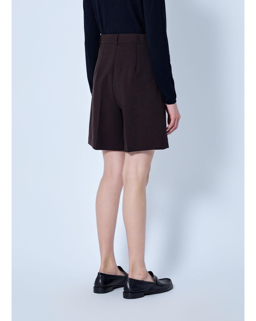 Max Mara Black Pleated Tailored Shorts