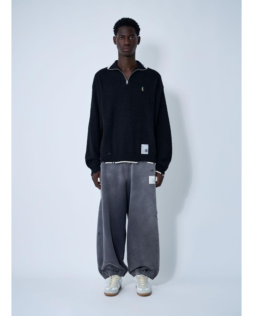 Maison Mihara Yasuhiro Blue Distressed Sweater for men