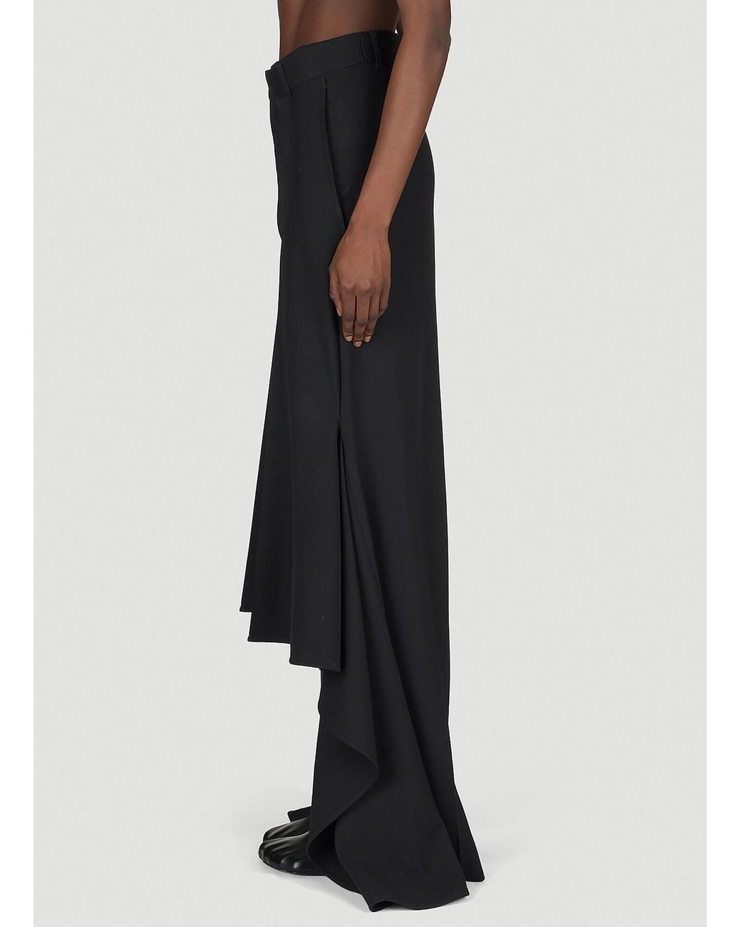 Balenciaga Black Godet Draped Skirt