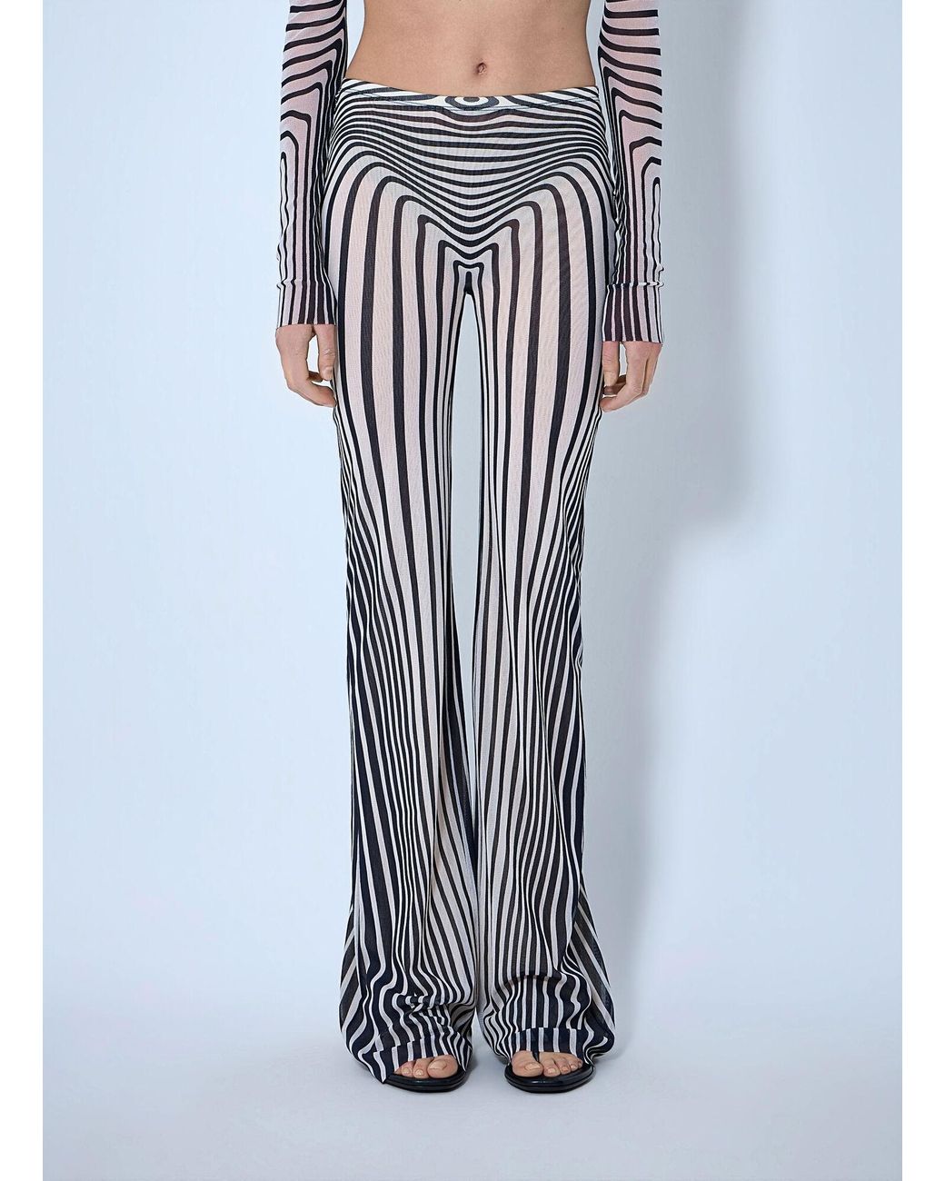 Jean Paul Gaultier Blue Re-Edition Flare Trousers Morphing Stripes