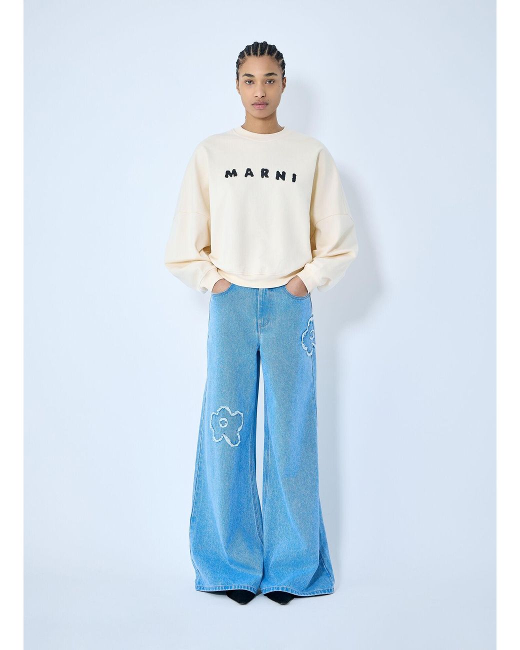 Marni White Logo Print Sweatshirt