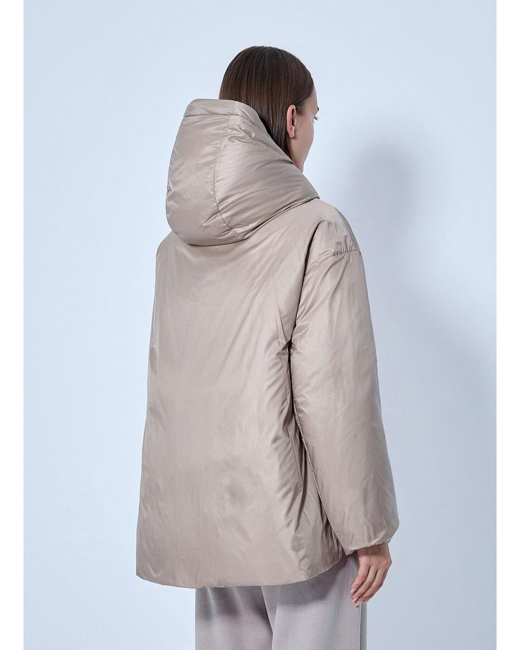 Max Mara Gray Reversible Cashmere Puffer Jacket