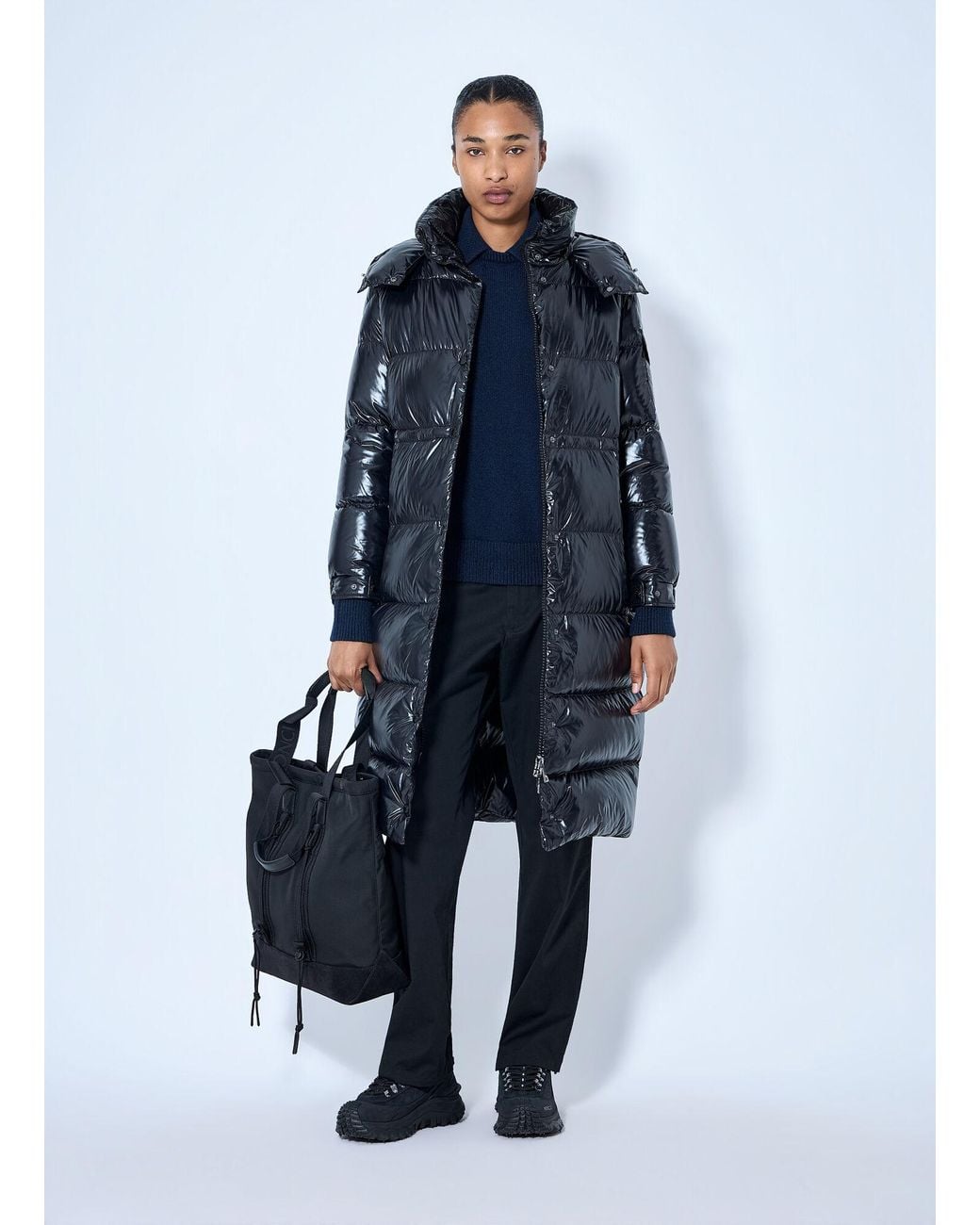 Moncler Blue Cavettaz Hooded Long Down Jacket