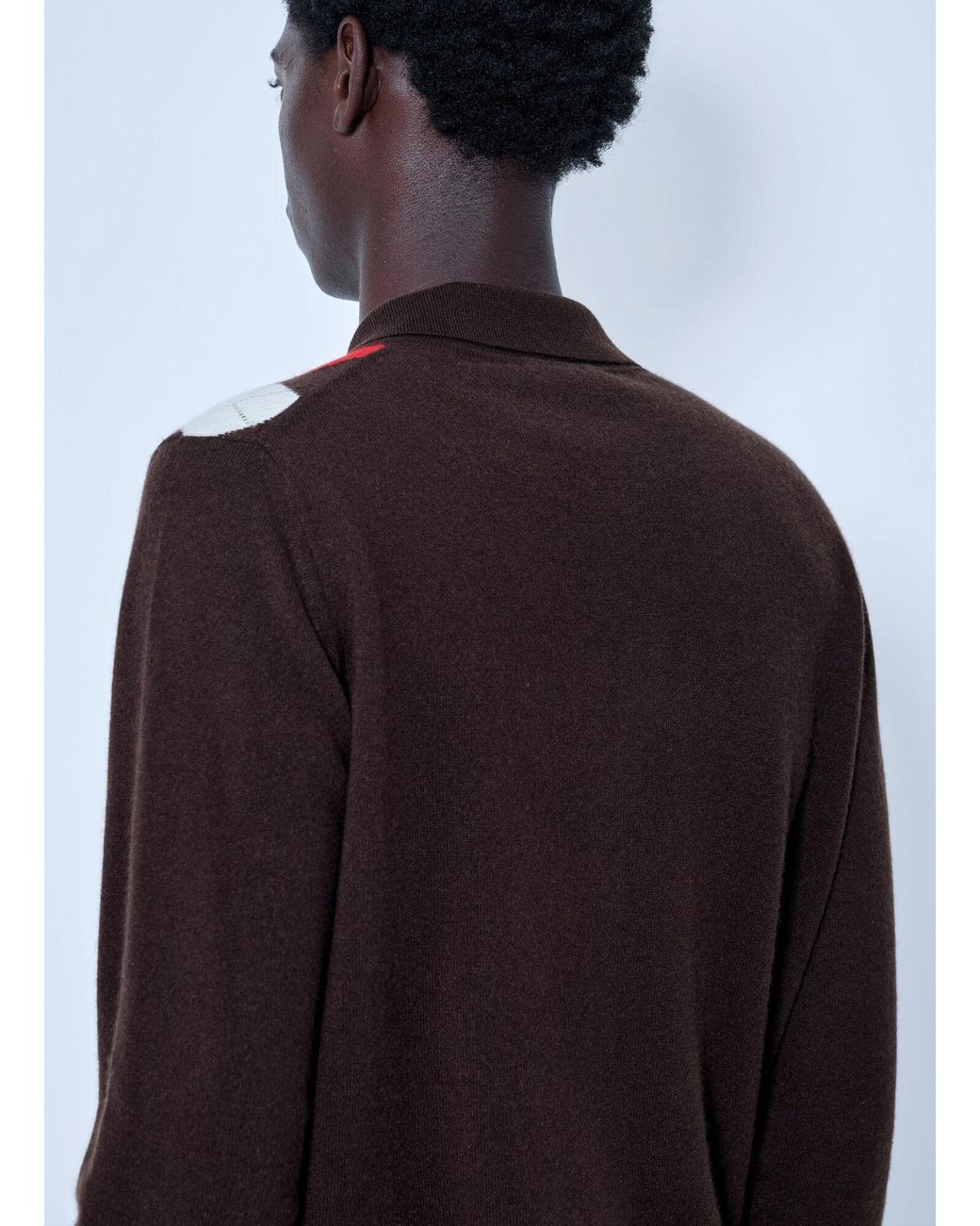 Miu Miu Red Cashmere Argyle Cardigan for men
