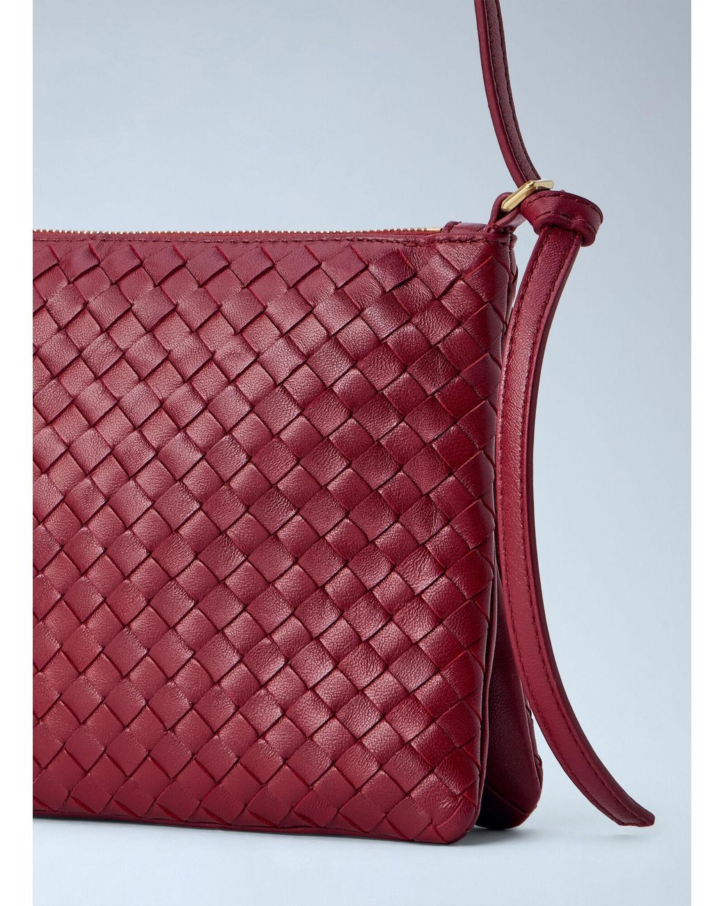 Bottega Veneta Red Intrecciato Piccolo Medium Pouch