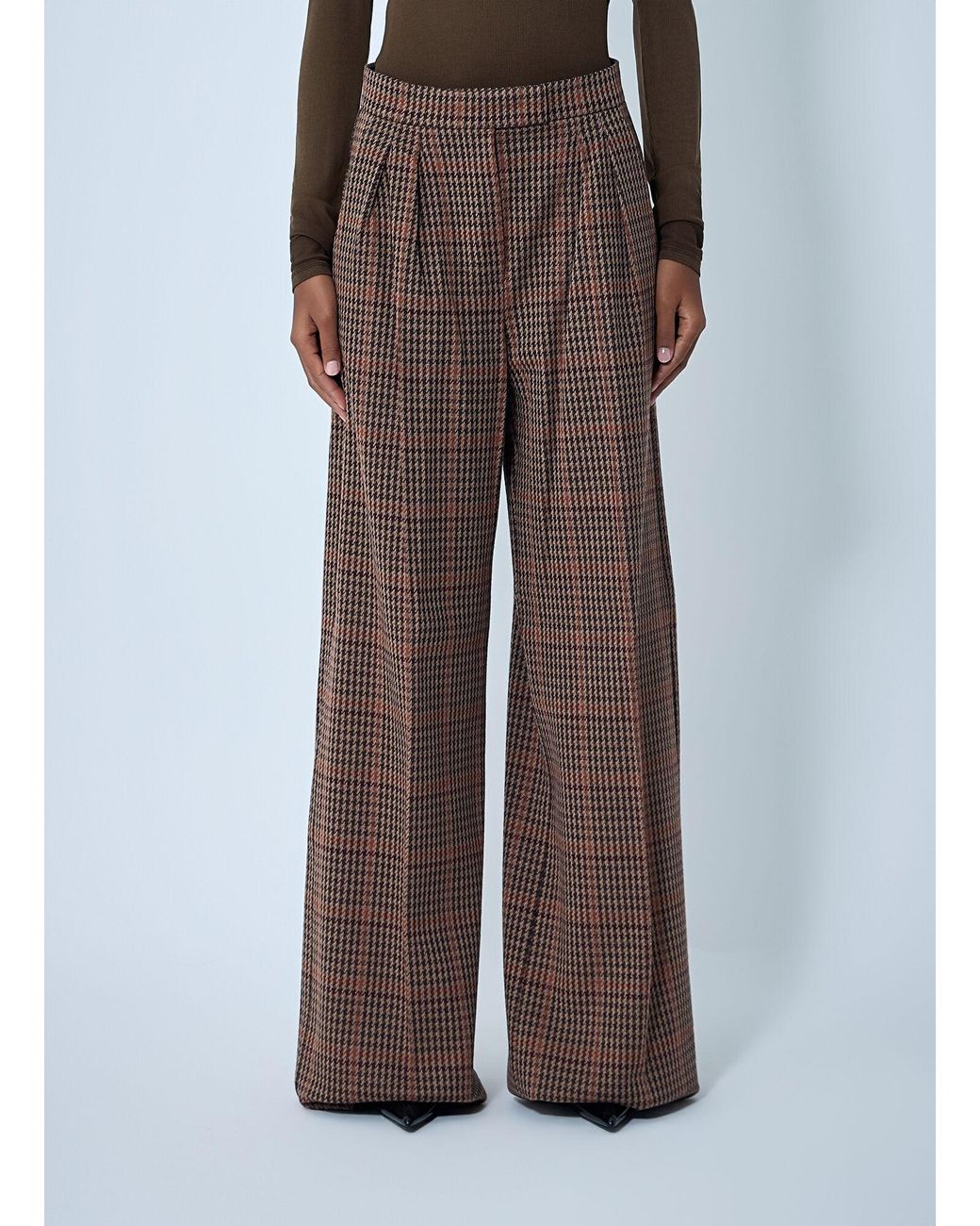 Max Mara Brown Tailored Wool-Blend Pants