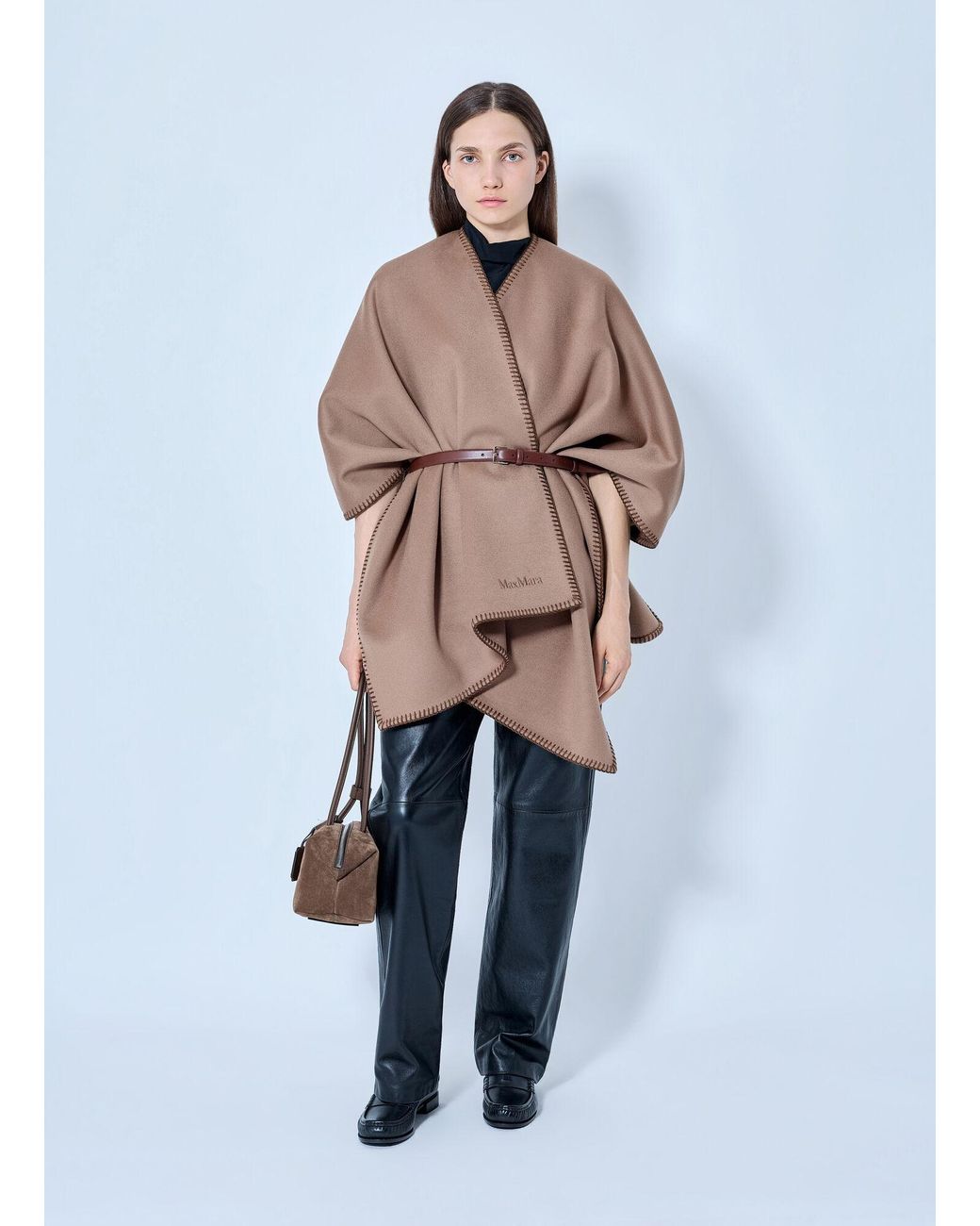 Max Mara Blue Belted Wool Wrap