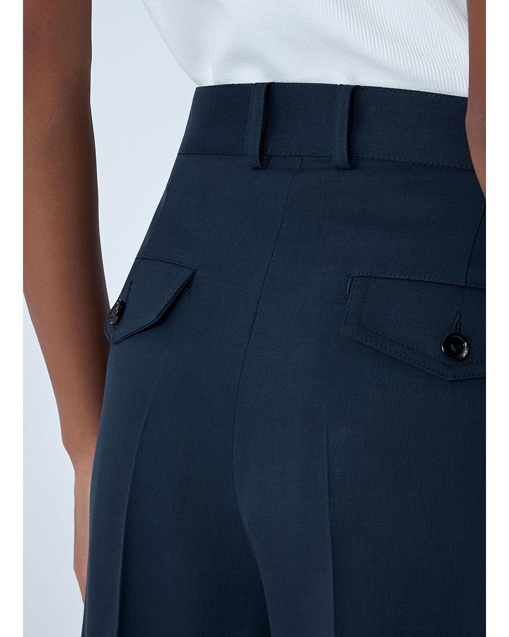 Bottega Veneta Blue Compact Wool And Cotton Twill Pants
