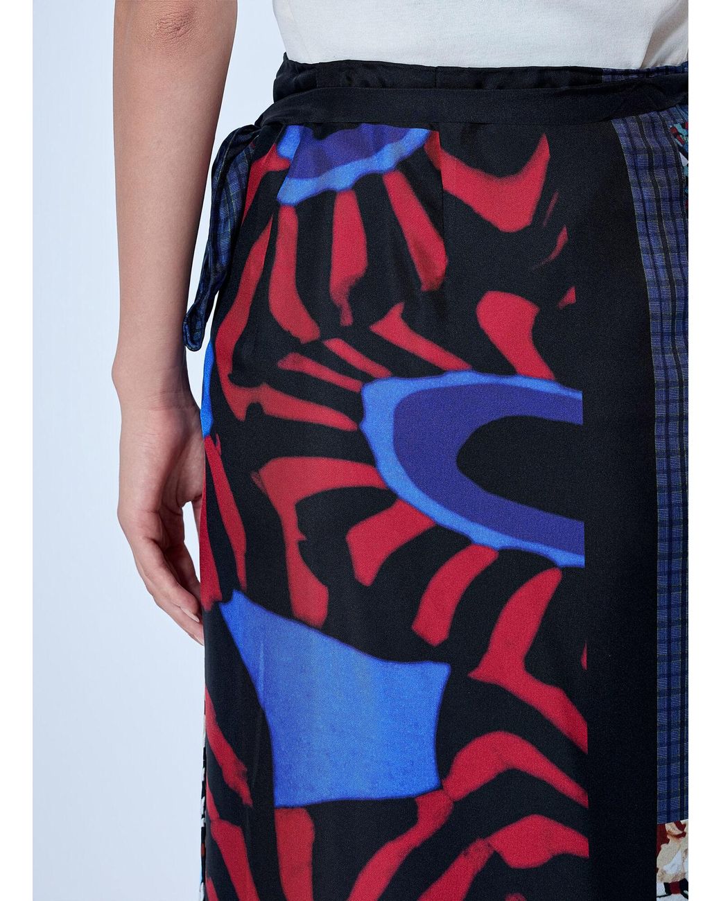 Dries Van Noten Blue Scarfy Long Skirt