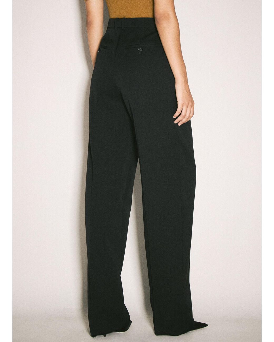 Saint Laurent Black Wide-Leg Wool Pants