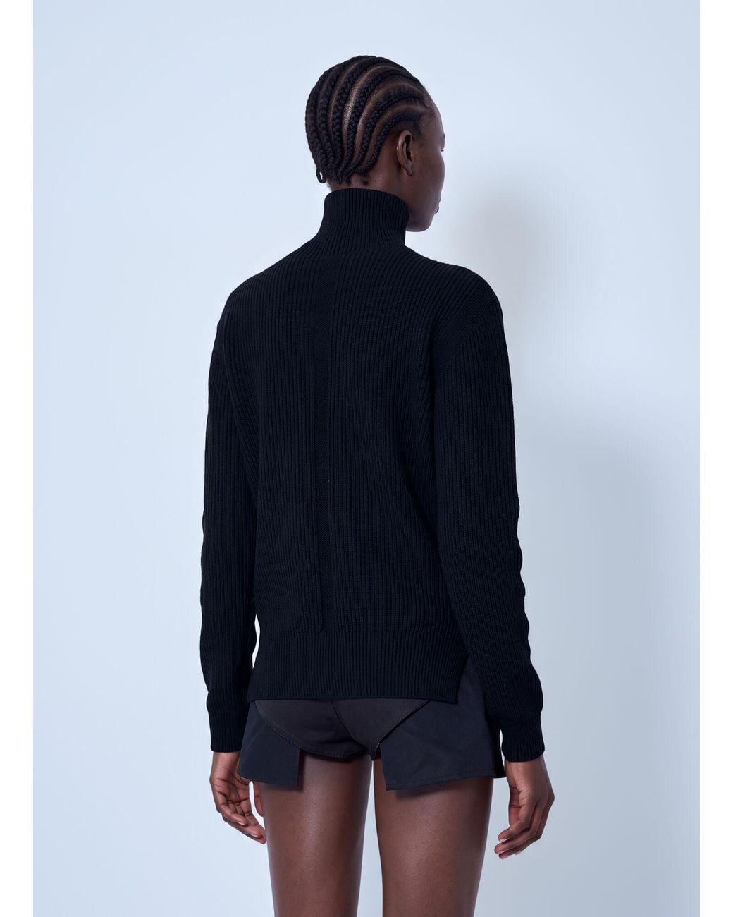 Rick Owens Blue Fisherman Turtleneck Sweater