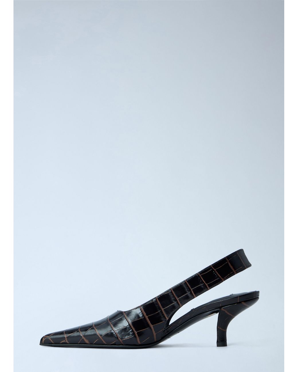 Totême Black Classic Croco-Embossed Slingbacks