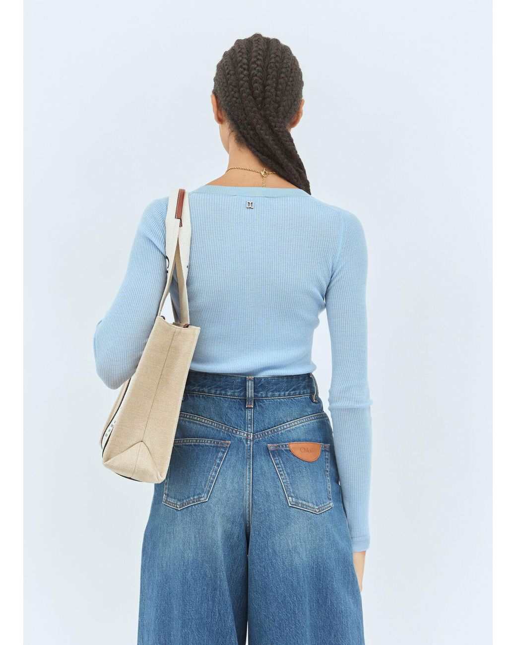 Chloé White Medium Woody Tote Bag