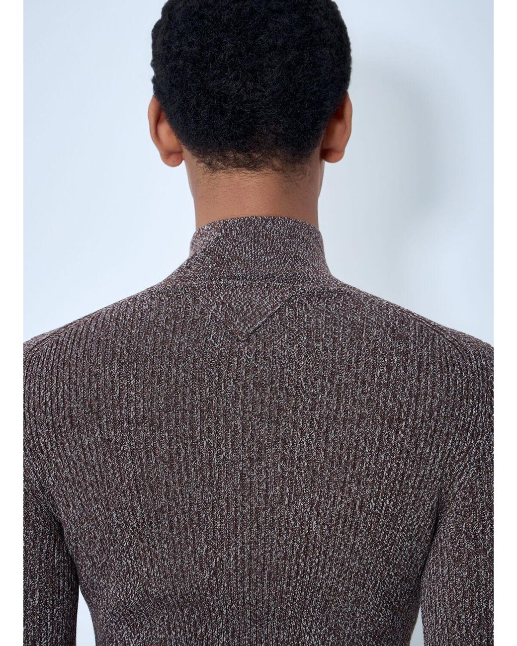 Prada Gray High Neck Zip Sweater for men