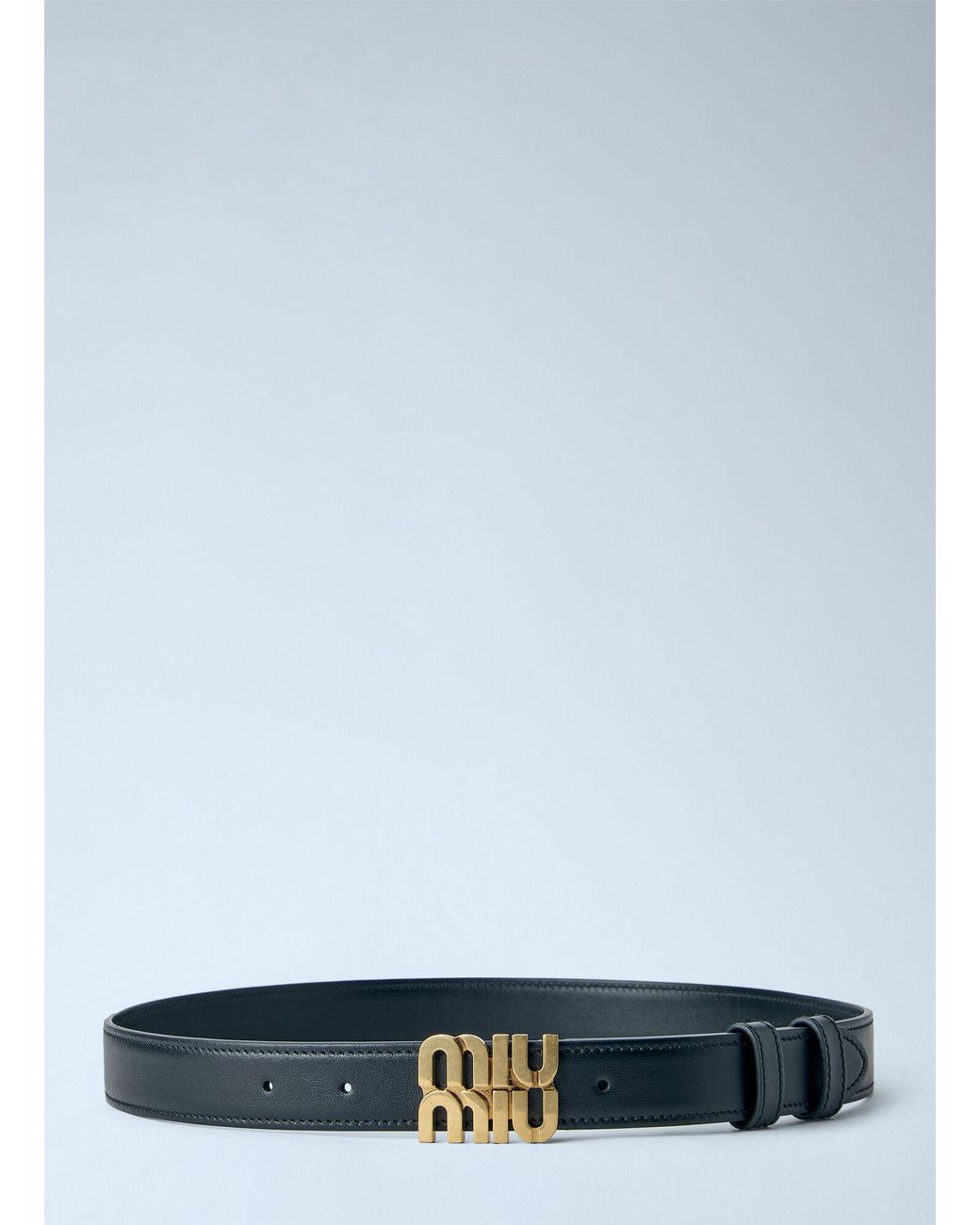 Miu Miu Blue Logo Buckle Leather Belt
