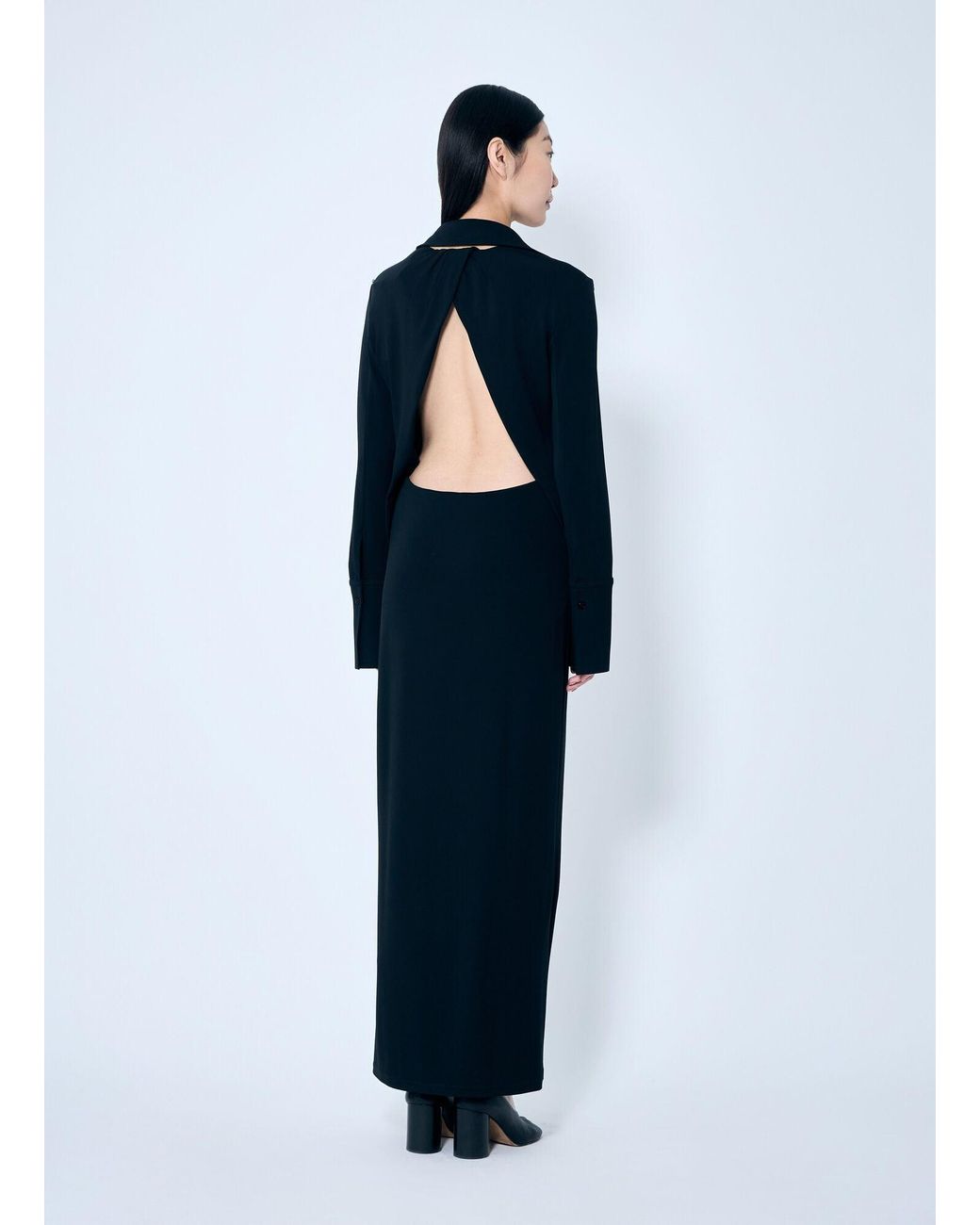 Sportmax Blue Crepe Jersey Shirt Dress