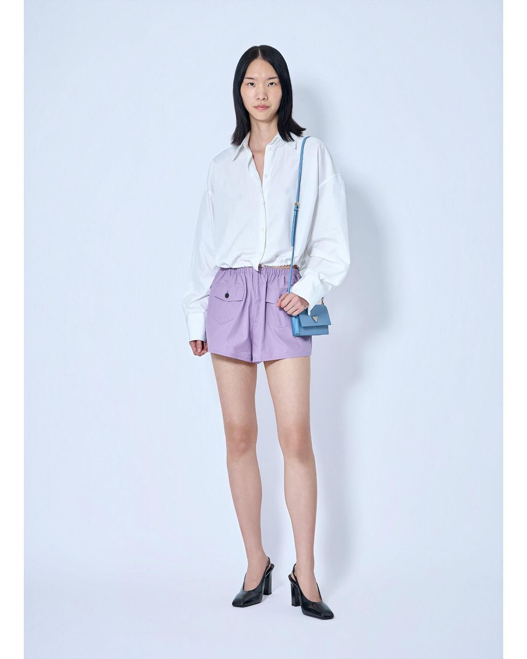 Prada Blue Elasticated Waist Utility Shorts