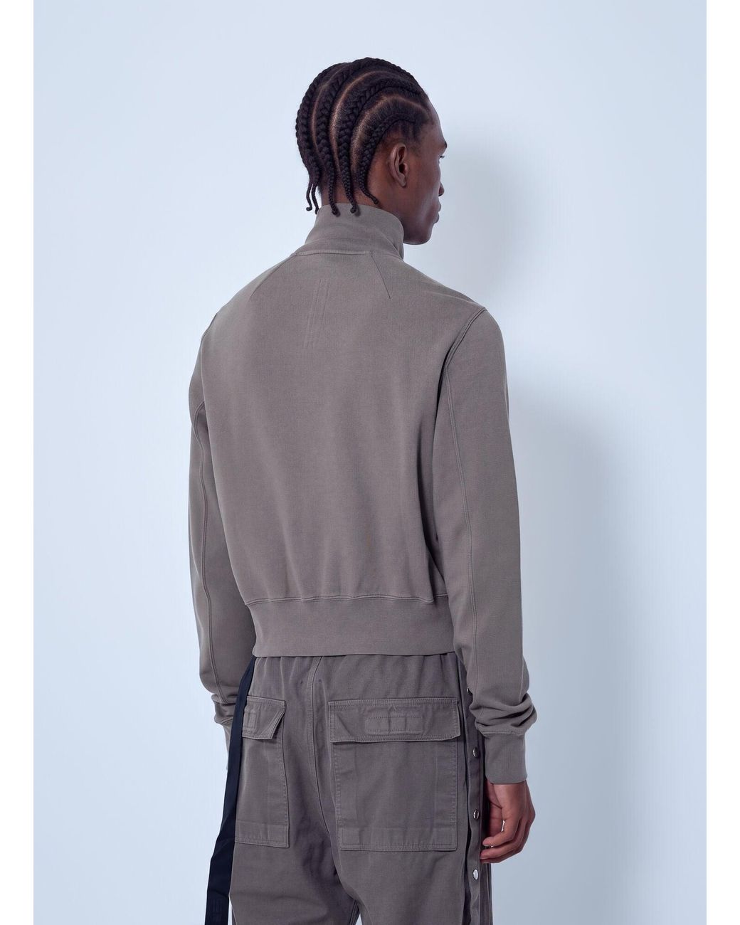 Rick Owens Blue High Neck Zip-Up Jacket for men