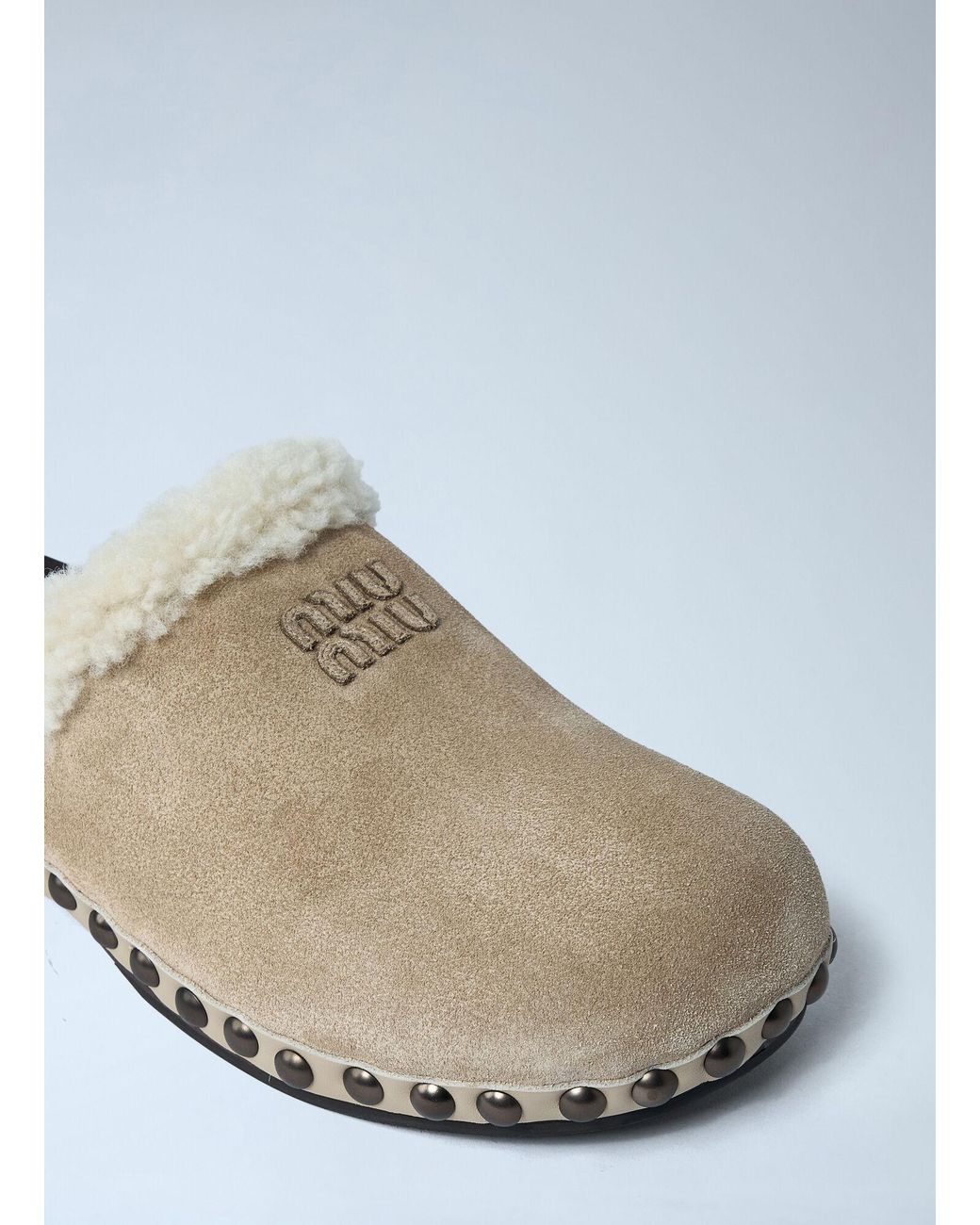 Miu Miu White Suede Clogs