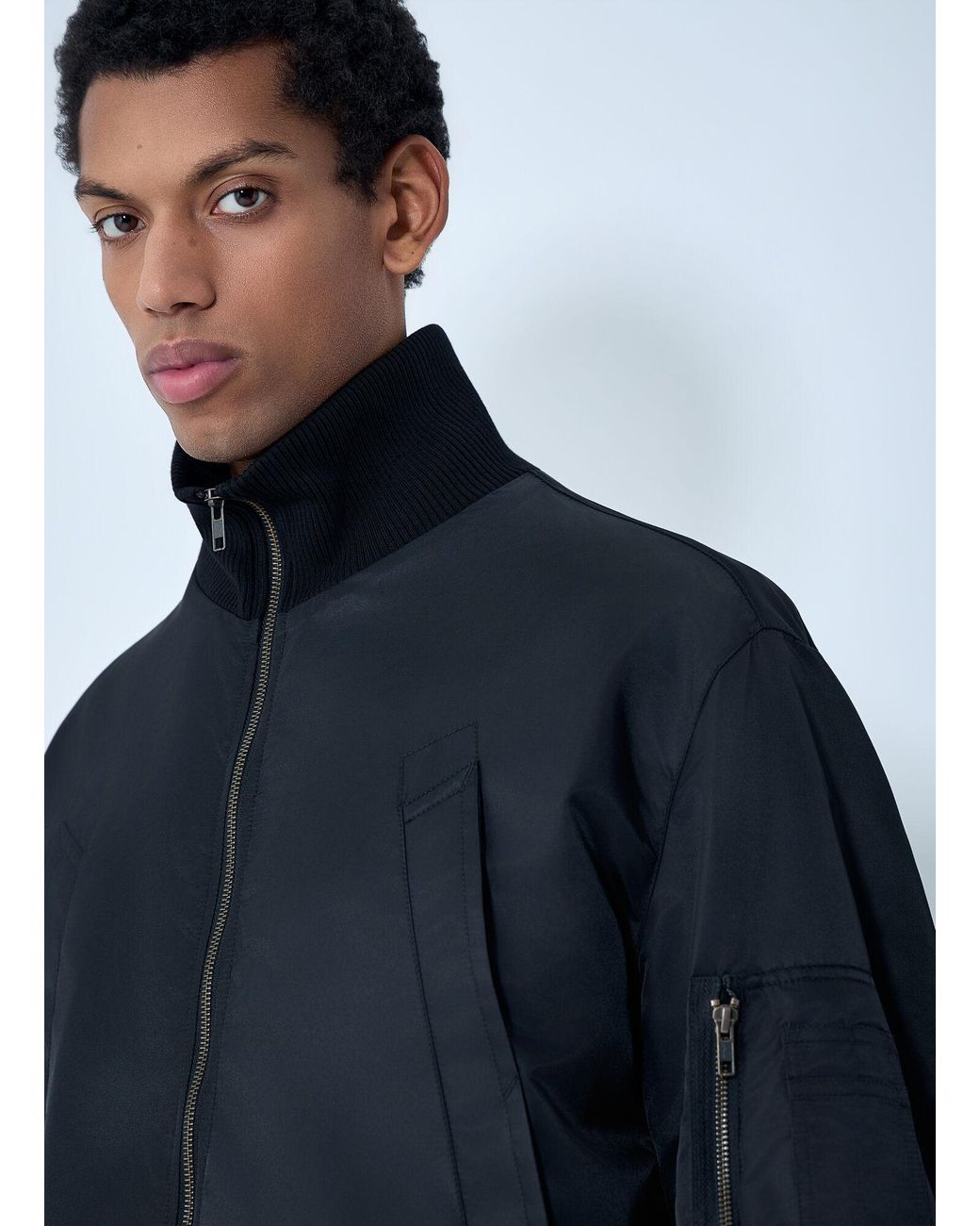 MM6 by Maison Margiela Blue High-Collar Bomber Jacket for men
