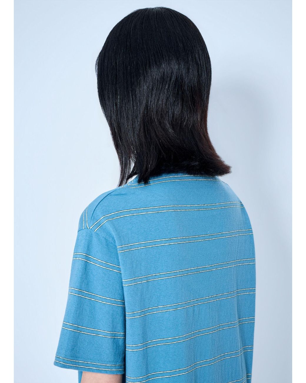 Jil Sander Blue Striped Crewneck T-Shirt