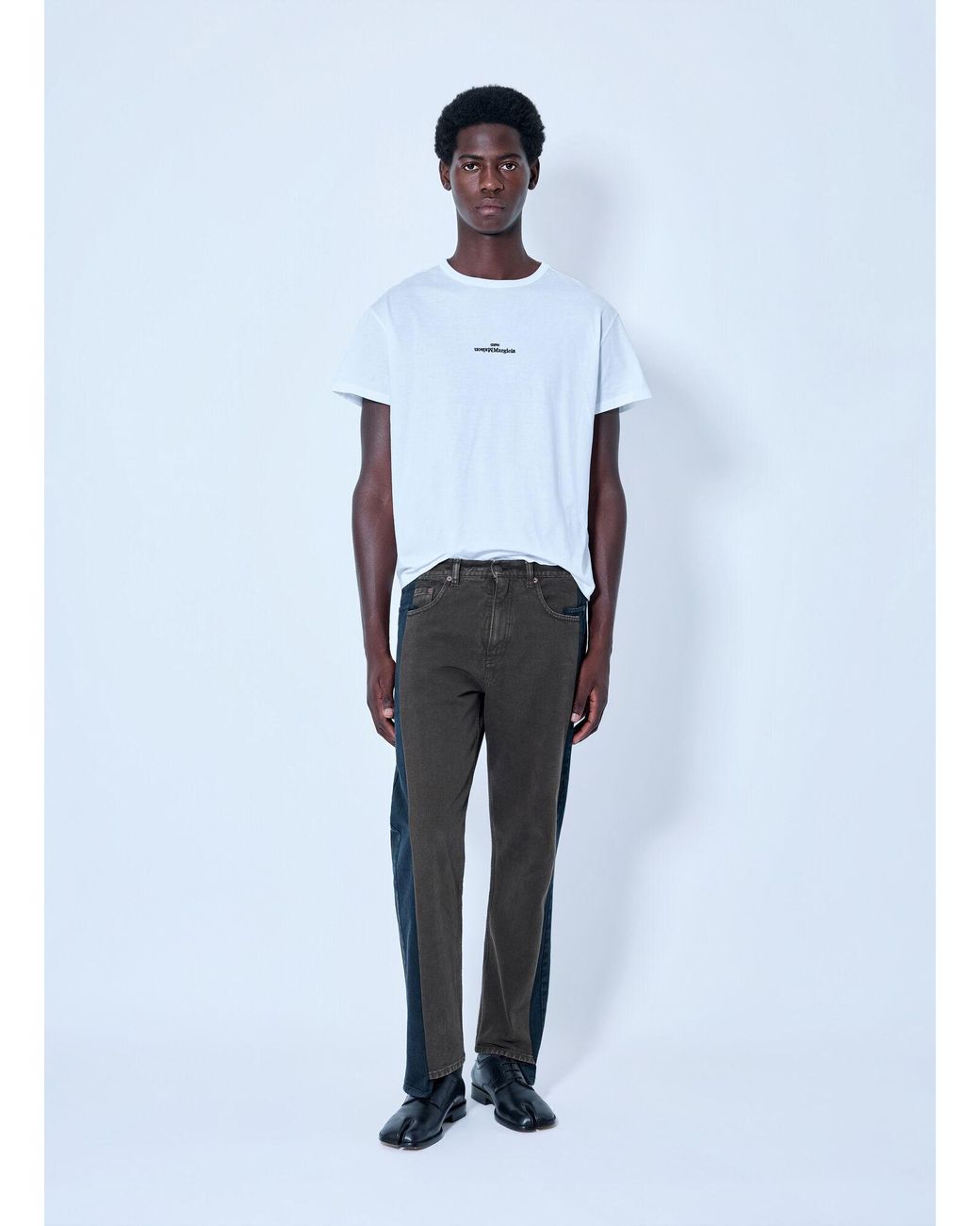 Maison Margiela Gray Spliced Denim Trousers for men