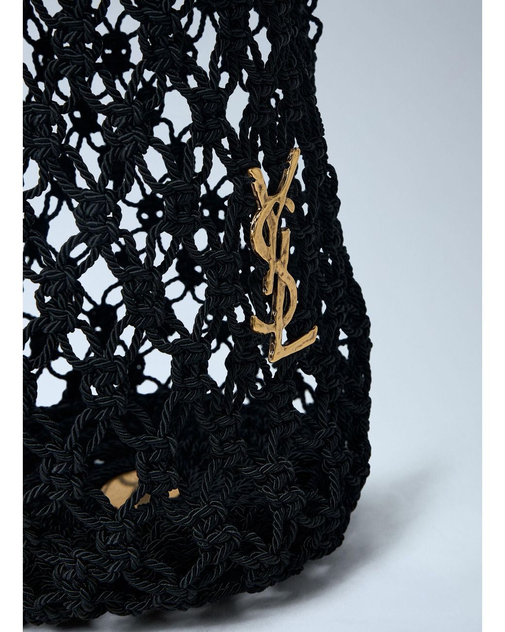 Saint Laurent Blue Large Cassandre Crochet Tote Bag