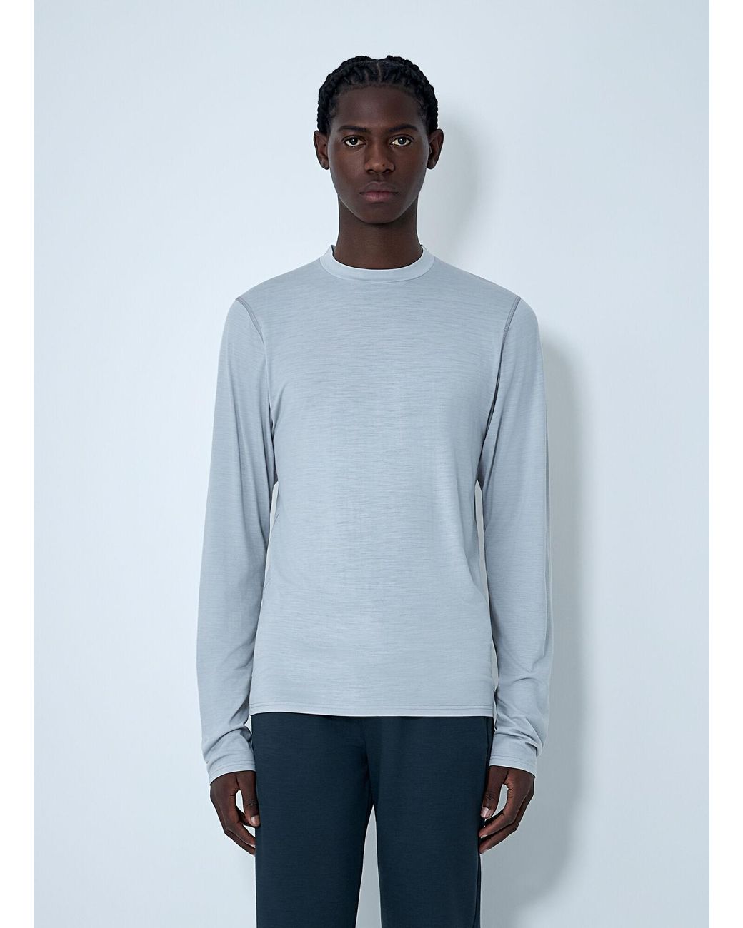 Rier Blue Long Sleeve Crewneck Top for men