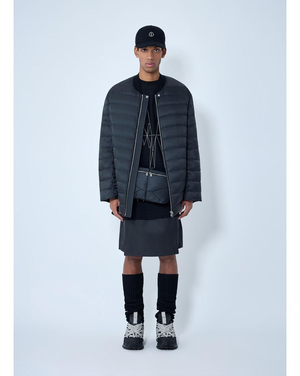 Moncler Blue Rick Owens Flight Parka Bomber Jacket