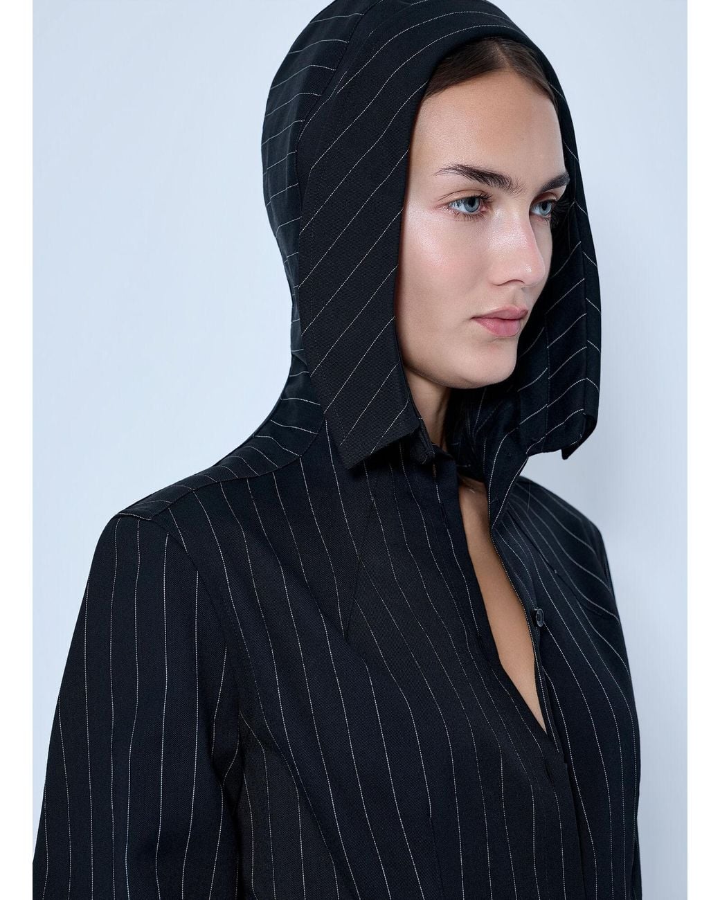 Jean Paul Gaultier Blue Hooded Striped Shirt