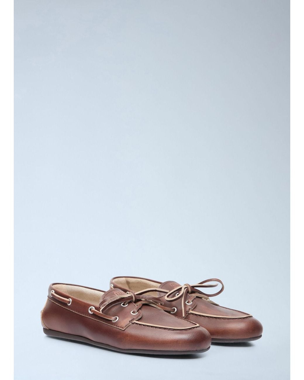 Miu Miu Brown Lace-Up Loafers